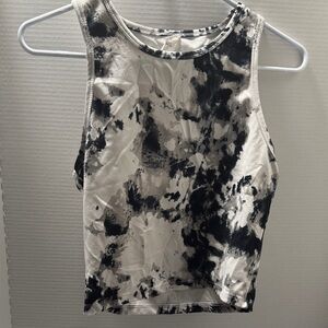 Balance Collection Black & White Tie-Dye Crop Tank